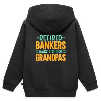 Banquier Banque Argent Banquier - Sweat Premium à capuche zippé enfant bio - noir - Dos - AI Model Kid Male (0cm)