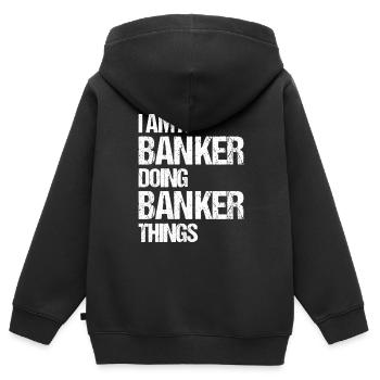 Banquier Banque Argent Banquier - Sweat Premium à capuche zippé enfant bio - noir - Dos - AI Model Kid Male (0cm)