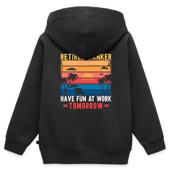 Banquier Banque Argent Banquier - Sweat Premium à capuche zippé enfant bio - noir - Dos - AI Model Kid Male (0cm)