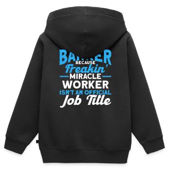 Banquier Banque Argent Banquier - Sweat Premium à capuche zippé enfant bio - noir - Dos - AI Model Kid Male (0cm)