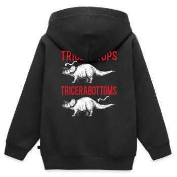 Triceratops Dinosaur Lover Prehistoric Dino - Sweat Premium à capuche zippé enfant bio - noir - Dos - AI Model Kid Male (0cm)