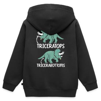 Triceratops Dinosaur Lover Prehistoric Dino - Sweat Premium à capuche zippé enfant bio - noir - Dos - AI Model Kid Male (0cm)