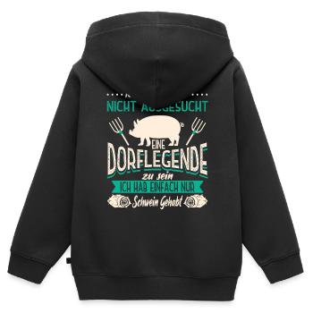 Dorflegende Dorf Männer Frauen - Kinder Premium Organic Zip Hoodie - Schwarz - Hinten - AI Model Kid Male (0cm)