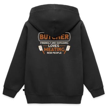 Butcher Cadeau Boucher Boucher Maître Boucher - Sweat Premium à capuche zippé enfant bio - noir - Dos - AI Model Kid Male (0cm)
