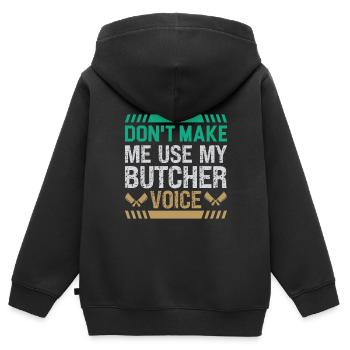Butcher Cadeau Boucher Boucher Maître Boucher - Sweat Premium à capuche zippé enfant bio - noir - Dos - AI Model Kid Male (0cm)