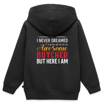 Butcher Cadeau Boucher Boucher Maître Boucher - Sweat Premium à capuche zippé enfant bio - noir - Dos - AI Model Kid Male (0cm)