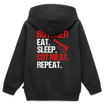Butcher Cadeau Boucher Boucher Maître Boucher - Sweat Premium à capuche zippé enfant bio - noir - Dos - AI Model Kid Male (0cm)