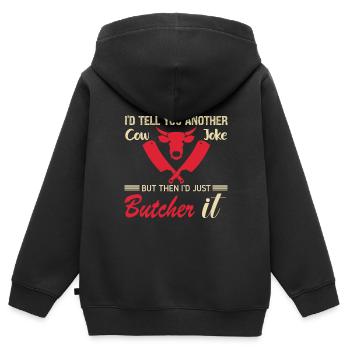 Butcher Cadeau Boucher Boucher Maître Boucher - Sweat Premium à capuche zippé enfant bio - noir - Dos - AI Model Kid Male (0cm)