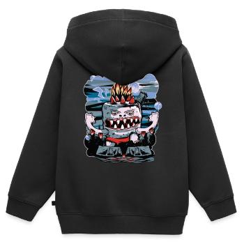 Camp de tentes de feu de camp - Sweat Premium à capuche zippé enfant bio - noir - Dos - AI Model Kid Male (0cm)