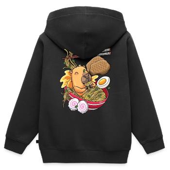 Kawaii Capybara Ramen-nudeln Japanisches Essen - Kinder Premium Organic Zip Hoodie - Schwarz - Hinten - AI Model Kid Male (0cm)