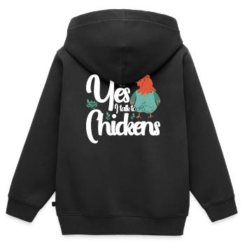Hühner Hahn Huhn Bauer Henne Geflügel Hahn - Kinder Premium Organic Zip Hoodie - Schwarz - Hinten - AI Model Kid Male (0cm)
