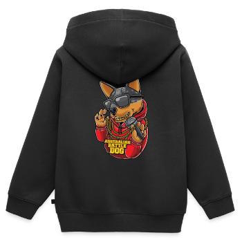 Chien de bétail australien Blue Heeler Battle Dog - Sweat Premium à capuche zippé enfant bio - noir - Dos - AI Model Kid Male (0cm)