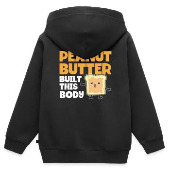 Beurre de cacahuète disant cadeau d'amant de beurre de cacahuète - Sweat Premium à capuche zippé enfant bio - noir - Dos - AI Model Kid Male (0cm)