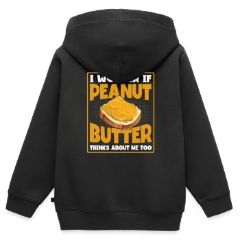 Beurre de cacahuète disant cadeau d'amant de beurre de cacahuète - Sweat Premium à capuche zippé enfant bio - noir - Dos - AI Model Kid Male (0cm)