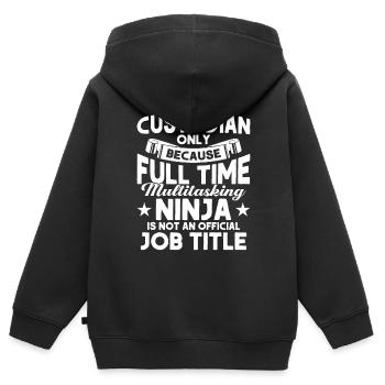 Concierge Cadeau Concierge d'école - Sweat Premium à capuche zippé enfant bio - noir - Dos - AI Model Kid Male (0cm)