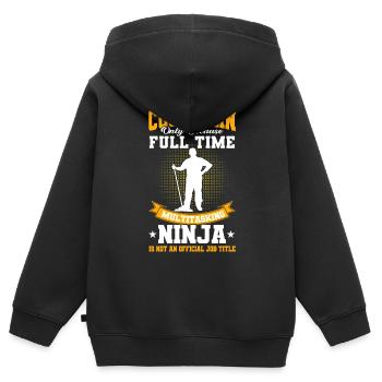 Concierge Cadeau Concierge d'école - Sweat Premium à capuche zippé enfant bio - noir - Dos - AI Model Kid Male (0cm)