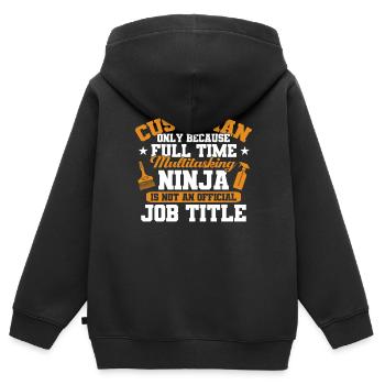 Concierge Cadeau Concierge d'école - Sweat Premium à capuche zippé enfant bio - noir - Dos - AI Model Kid Male (0cm)