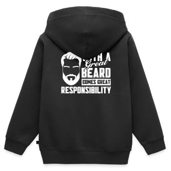 Barbes Dire Barbe Drôle Barbe Cadeau Barbe - Sweat Premium à capuche zippé enfant bio - noir - Dos - AI Model Kid Male (0cm)