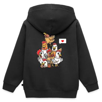 Funny chicken poultry farmer chickens - Kids Premium Organic Zip-up Hoodie - black - Back - AI Model Kid Male (0cm)