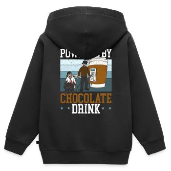 Angetrieben durch Schokoladengetränk Choco Drink Geschmack - Kinder Premium Organic Zip Hoodie - Schwarz - Hinten - AI Model Kid Male (0cm)