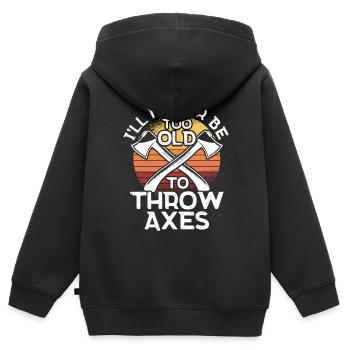 Axt Werfer Axt Werfen Axt Geschenk - Kinder Premium Organic Zip Hoodie - Schwarz - Hinten - AI Model Kid Male (0cm)