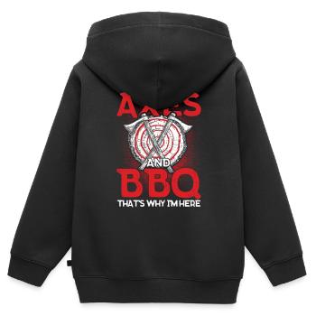 Axt Werfer Axt Werfen Axt Geschenk - Kinder Premium Organic Zip Hoodie - Schwarz - Hinten - AI Model Kid Male (0cm)