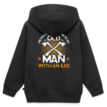 Axt Werfer Axt Werfen Axt Geschenk - Kinder Premium Organic Zip Hoodie - Schwarz - Hinten - AI Model Kid Male (0cm)