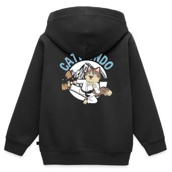 Catwondo MMA Mixed Martial Arts Taekwondo Cat - Kids Premium Organic Zip-up Hoodie - black - Back - AI Model Kid Male (0cm)