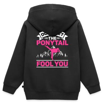 Lass dich nicht vom Pferdeschwanz täuschen MMA Taekwondo Girl - Kinder Premium Organic Zip Hoodie - Schwarz - Hinten - AI Model Kid Male (0cm)