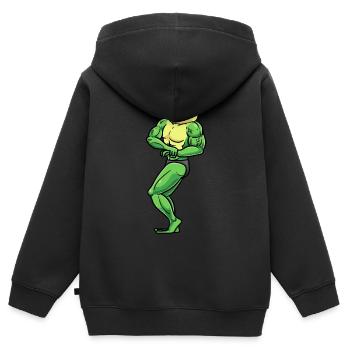 Frog Fitness Gym Motivation - Kids Premium Organic Zip-up Hoodie - black - Back - AI Model Kid Male (0cm)