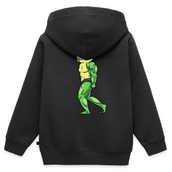 Frog Fitness Gym Motivation - Kids Premium Organic Zip-up Hoodie - black - Back - AI Model Kid Male (0cm)