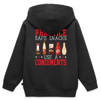 Üben Sie sichere Snacks mit einem Gewürz-Ketchup - Kinder Premium Organic Zip Hoodie - Schwarz - Hinten - AI Model Kid Male (0cm)