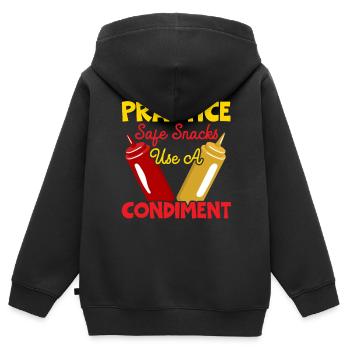Üben Sie sichere Snacks Verwenden Sie ein Gewürz Ketchup - Kinder Premium Organic Zip Hoodie - Schwarz - Hinten - AI Model Kid Male (0cm)