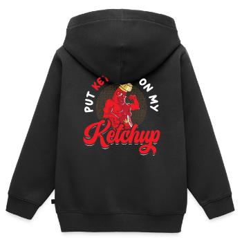 Geben Sie Ketchup auf meinen Ketchup-Food-Liebhaber-Feinschmecker - Kinder Premium Organic Zip Hoodie - Schwarz - Hinten - AI Model Kid Male (0cm)