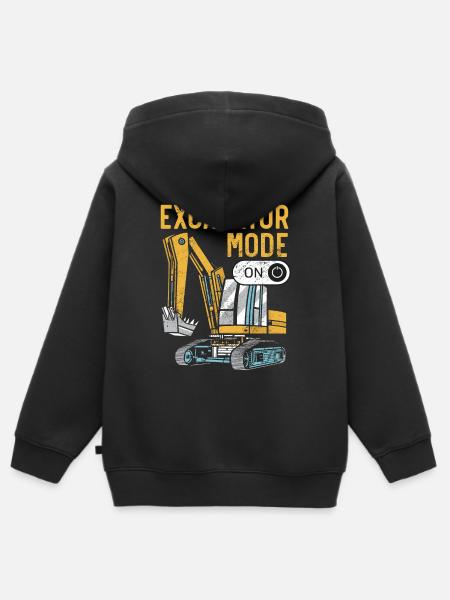 Modalità escavatore su escavatore per veicoli da costruzione - Felpa Premium con cappuccio con zip bambino bio - nero