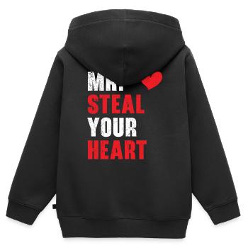 Mr. Steal Your Heart Valentinstag Herztag - Kinder Premium Organic Zip Hoodie - Schwarz - Hinten - AI Model Kid Male (0cm)