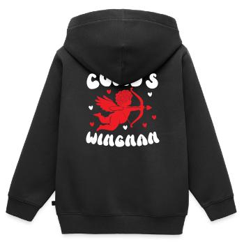 Ailier de Cupidon Saint Valentin Jour du Cœur Cupidon - Sweat Premium à capuche zippé enfant bio - noir - Dos - AI Model Kid Male (0cm)