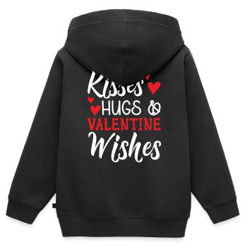 Küsse Umarmungen und Valentinswünsche Valentinstag - Kinder Premium Organic Zip Hoodie - Schwarz - Hinten - AI Model Kid Male (0cm)