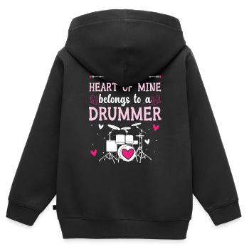 This Heart Of Mine Belongs To A Drummer Valentines - Kinder Premium Organic Zip Hoodie - Schwarz - Hinten - AI Model Kid Male (0cm)