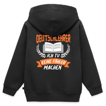 Ich Bin Deutschlehrer Schule Grammatik Grammatiker - Kinder Premium Organic Zip Hoodie - Schwarz - Hinten - AI Model Kid Male (0cm)