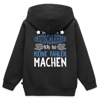 Ich Bin Deutschlehrer Schule Grammatik Grammatiker - Kinder Premium Organic Zip Hoodie - Schwarz - Hinten - AI Model Kid Male (0cm)