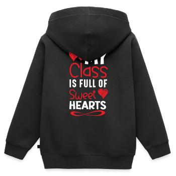 Meine Klasse ist voller süßer Herzen Valentinstag - Kinder Premium Organic Zip Hoodie - Schwarz - Hinten - AI Model Kid Male (0cm)
