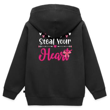 Miss Steal Your Heart Valentinstag Herztag - Kinder Premium Organic Zip Hoodie - Schwarz - Hinten - AI Model Kid Male (0cm)