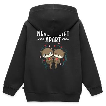 Drift Never Drift Apart Valentinstag Hearts Day Otter - Kinder Premium Organic Zip Hoodie - Schwarz - Hinten - AI Model Kid Male (0cm)