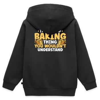 Bread Baking Gift Bakery Quote Baker - Kids Premium Organic Zip-up Hoodie - black - Back - AI Model Kid Male (0cm)
