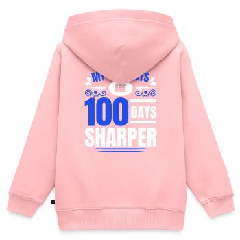 100 jours plus précis 100e jour d’enseignant - Sweat Premium à capuche zippé enfant bio - rose - Dos - AI Model Kid Female (0cm)