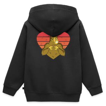 Valentinstag Herztag Amor Bigfoot Gläubiger - Kinder Premium Organic Zip Hoodie - Schwarz - Hinten - AI Model Kid Male (0cm)