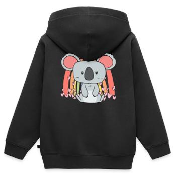 Valentinstag Herztag Amor Liebe Lama Koala - Kinder Premium Organic Zip Hoodie - Schwarz - Hinten - AI Model Kid Male (0cm)