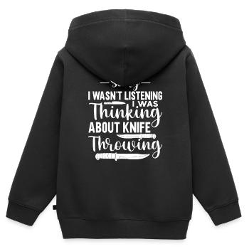 Lanceur de couteaux Disque Lanceur de couteau cadeau - Sweat Premium à capuche zippé enfant bio - noir - Dos - AI Model Kid Male (0cm)