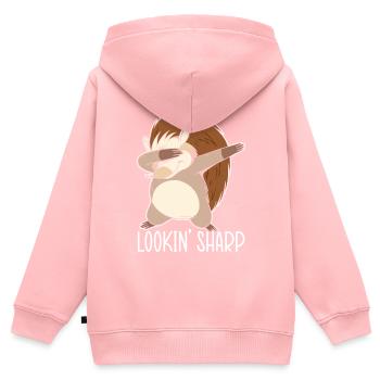 Lookin' Sharp Igel Hedgie Wildlife Tier - Kinder Premium Organic Zip Hoodie - Rosa - Hinten - AI Model Kid Female (0cm)